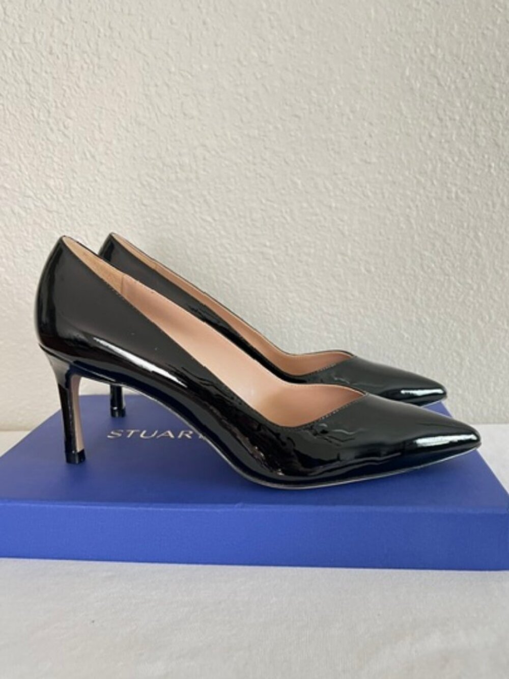 Stuart Weitzman Anny 70 women's shoes Patten Leather heels Black , 8.5M